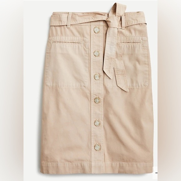 J Crew Button-up tan beige chino skirt with removable belt size 0 xs​​​ - Picture 1 of 9